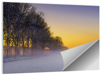 Winter Fog at Sunset Wall Art