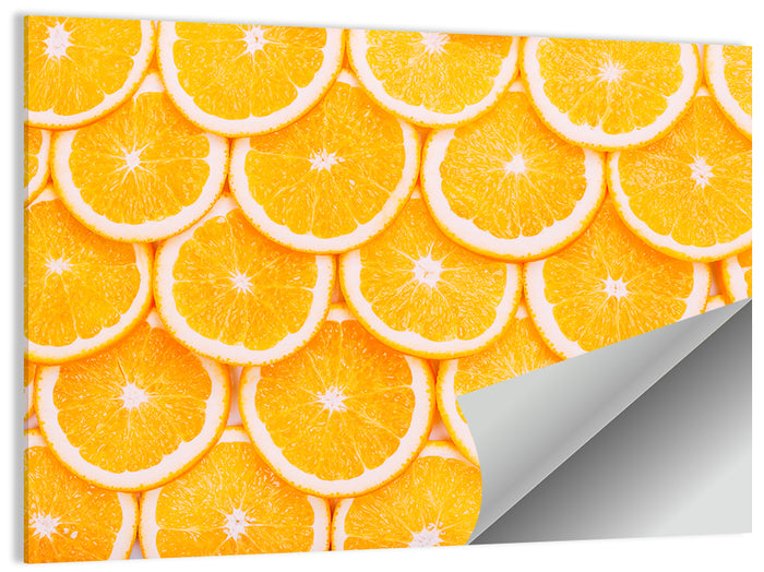 Orange Slice Grid Pattern Wall Art as a poster print