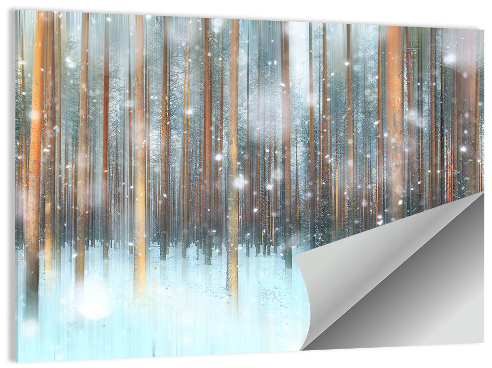 Ethereal Snowy Pine Forest Wall Art