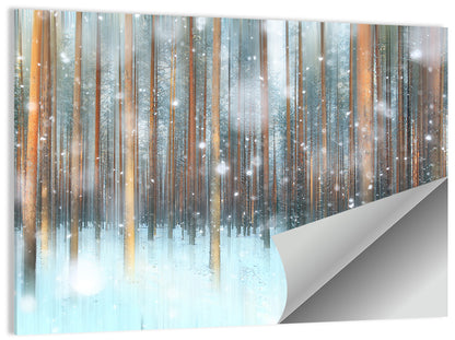 Ethereal Snowy Pine Forest Wall Art