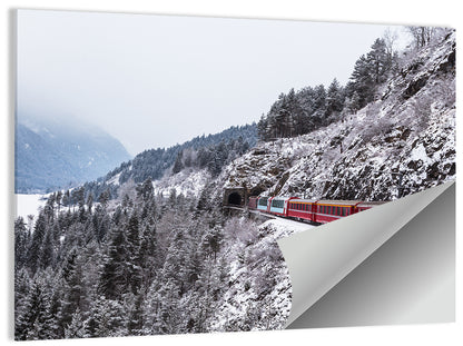 Red Train at Landwasser Viaduct Wall Art