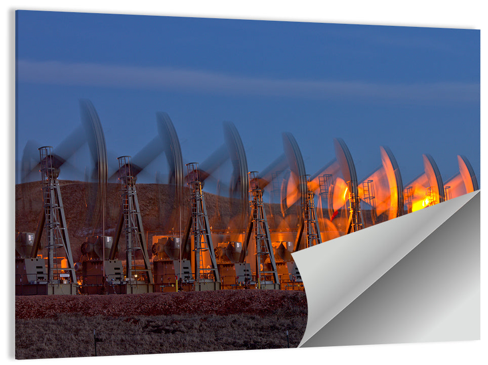 Oil Pump Jacks at Dusk Wall Art
