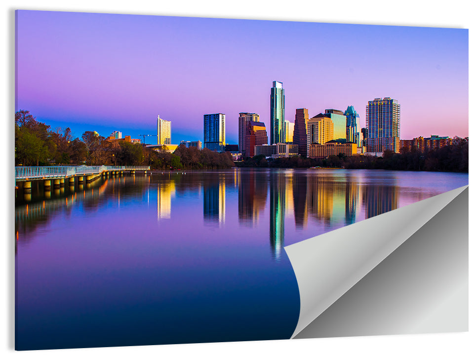 Austin Skyline Reflection at Twilight Wall Art