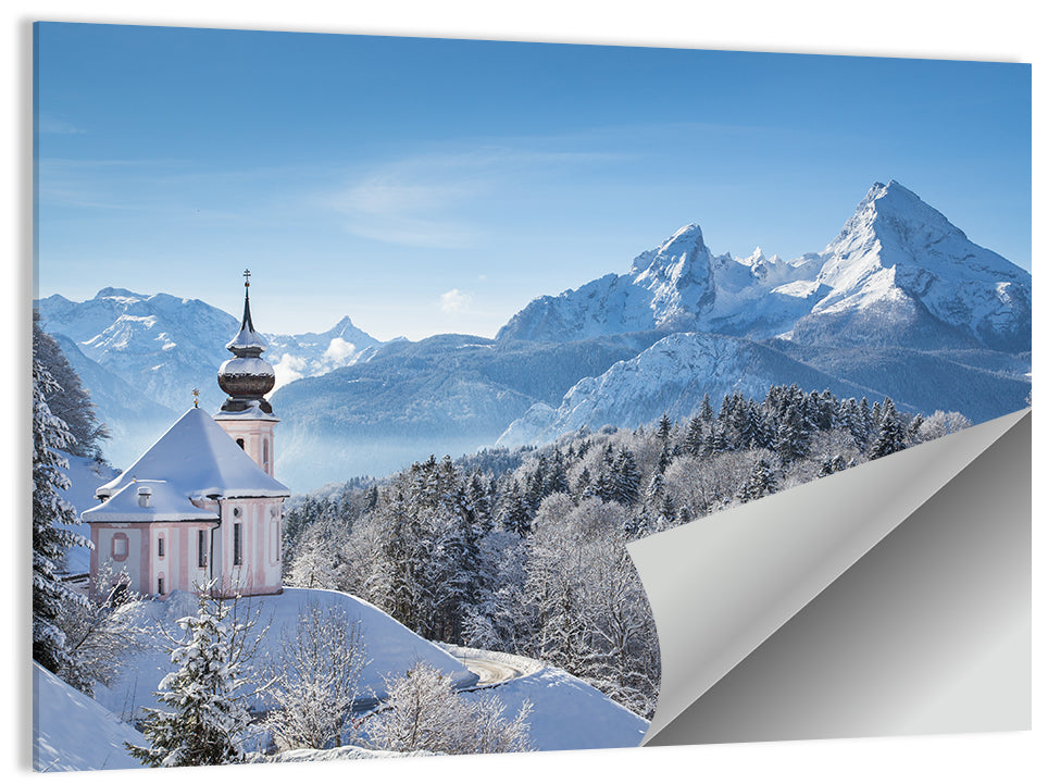 Maria Gern Church and Watzmann in Winter Wall Art