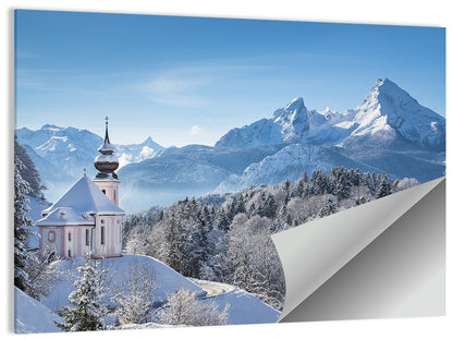 Maria Gern Church and Watzmann in Winter Wall Art