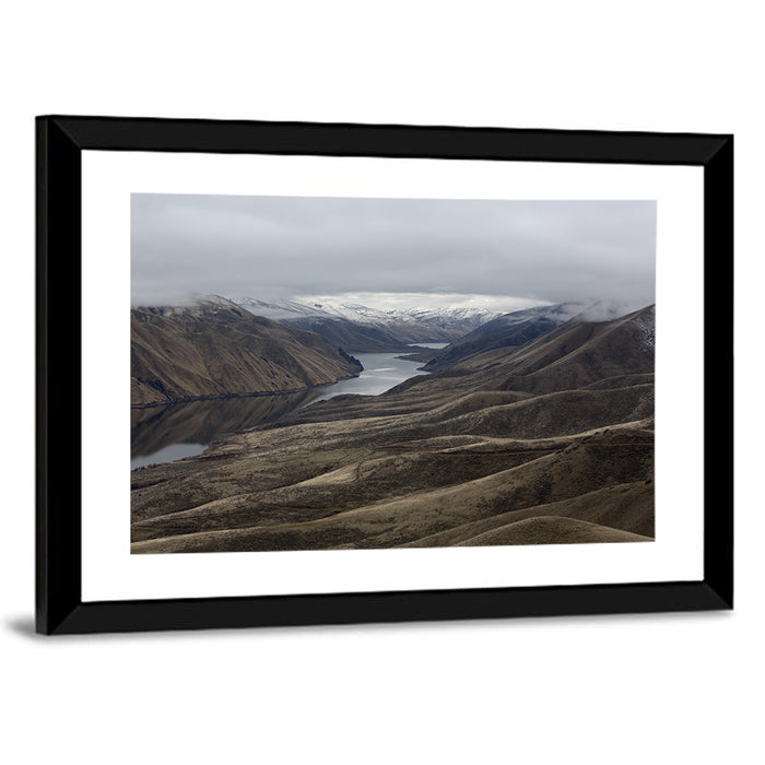 Snow-dusted Snake River Canyon Wall Art as a framed print