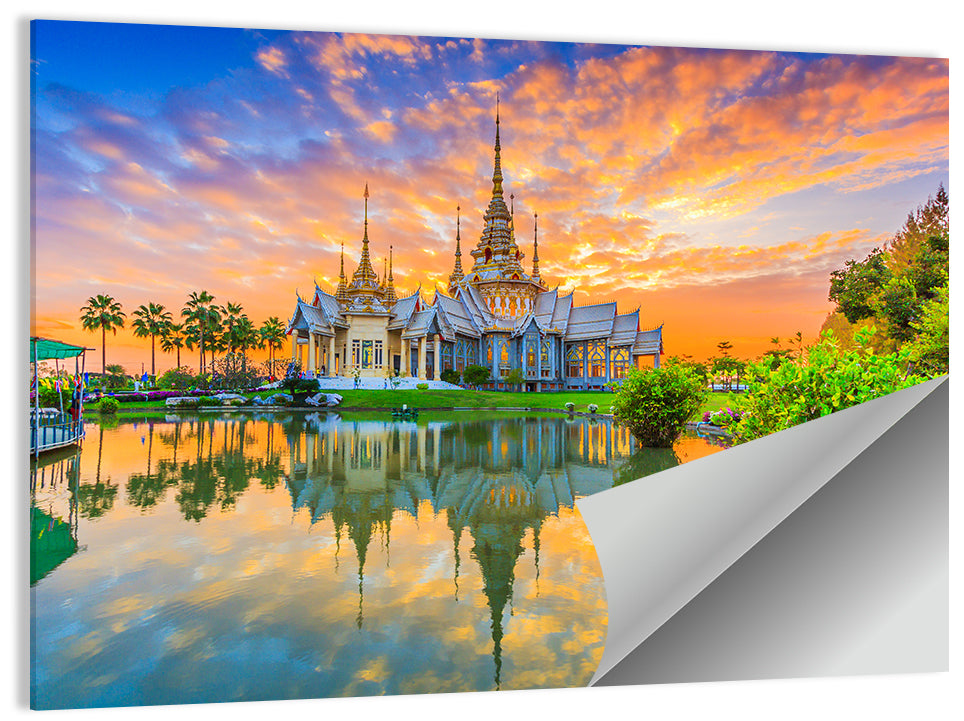 Wat Non Kum Sunset Reflection Wall Art