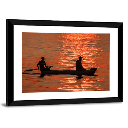 Sunset Canoe Silhouette Wall Art