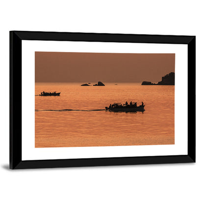Lake Malawi Sailboats at Sunset Wall Art