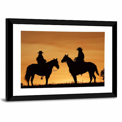 Horseback Silhouettes at Sunset Wall Art