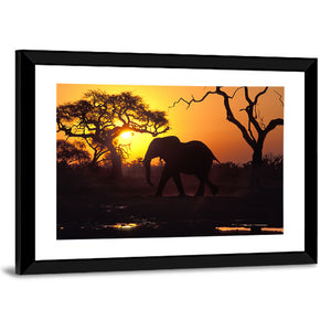 Elephant at Sunset Wall Art