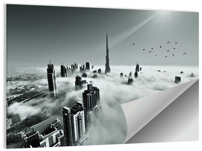 Burj Khalifa Rising Through Morning Fog Wall Art