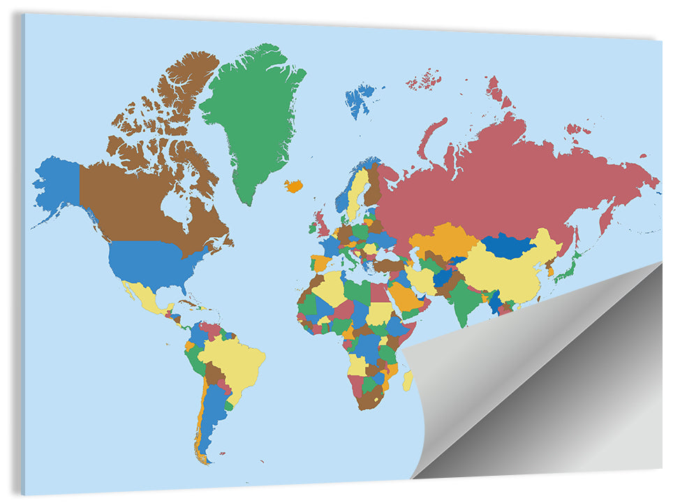 Colored World Map Wall Art