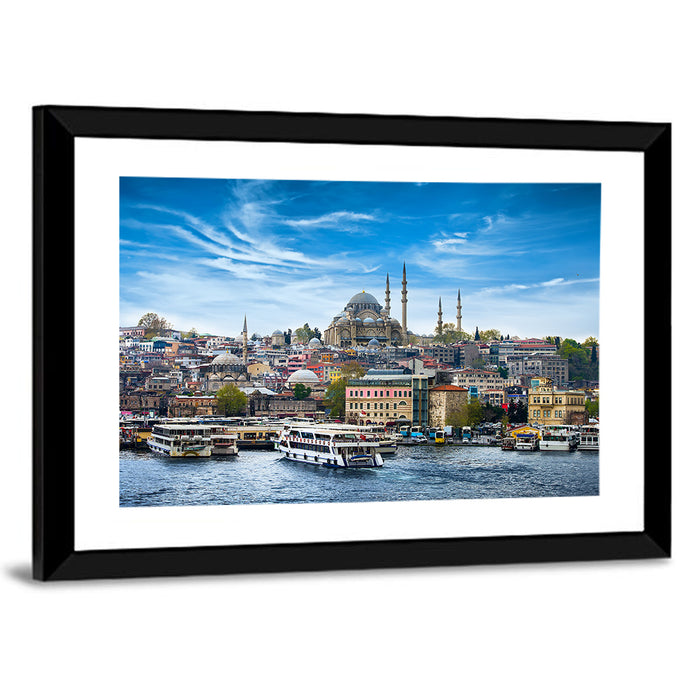 Süleymaniye Mosque Over Golden Horn Wall Art as a framed print