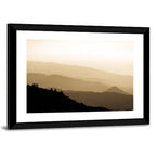 Foggy Mountain Sunset with Evergreen Silhouettes Wall Art