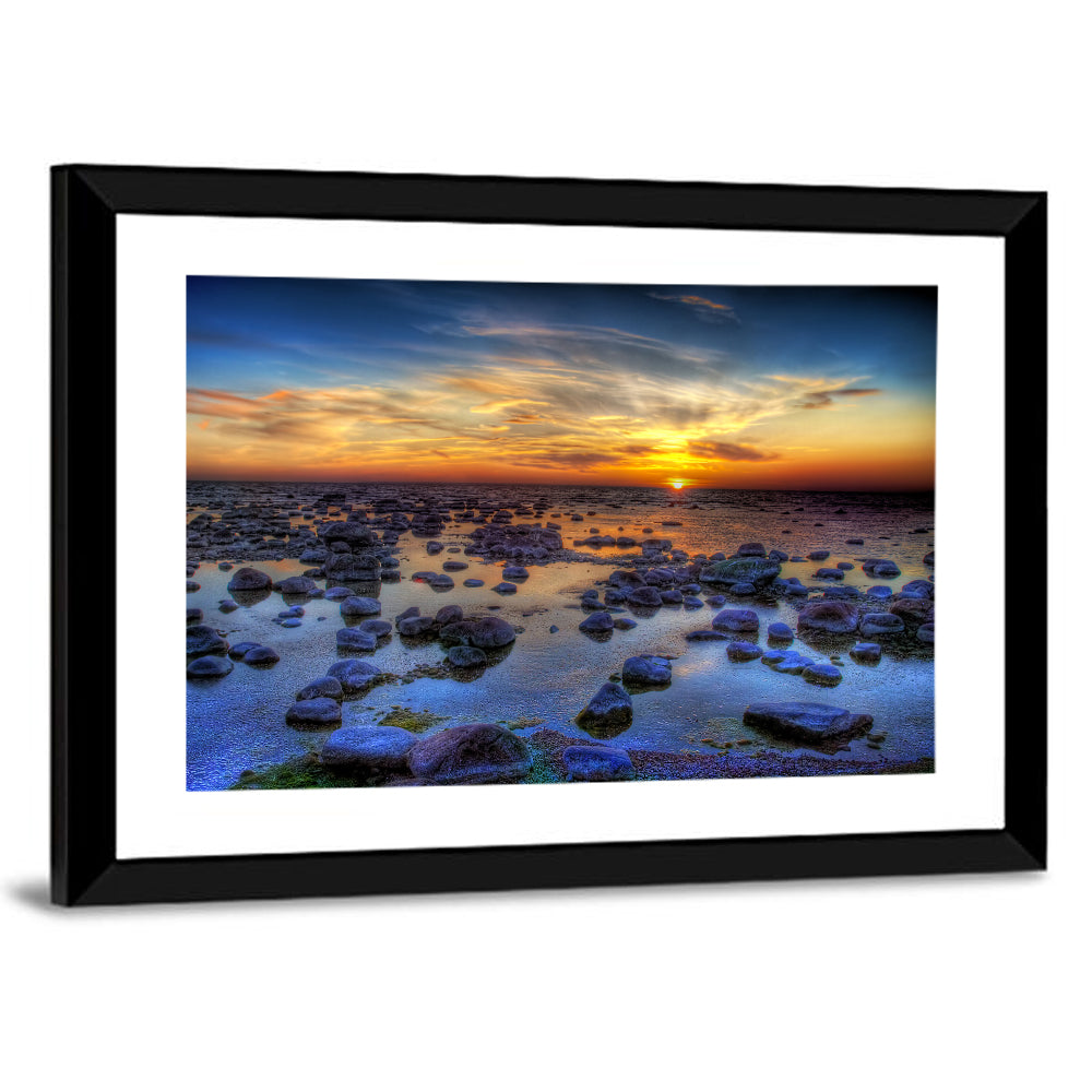 Sea Stones at Sunset Wall Art