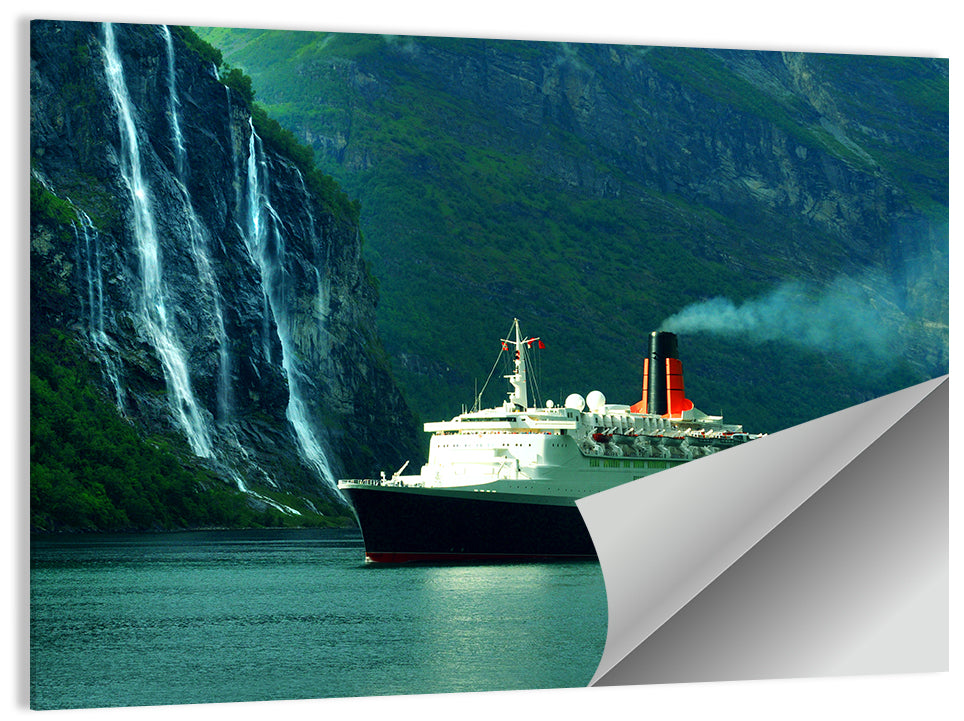 Cruise Ship at Geiranger Fjord Wall Art