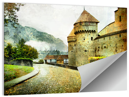 Autumn Approach to Chillon Castle Wall Art