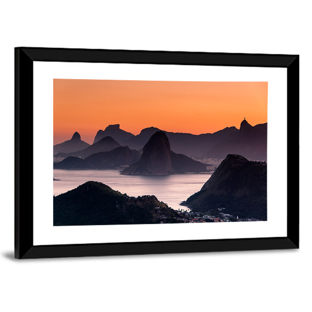 Sugarloaf and Corcovado at Sunset Wall Art