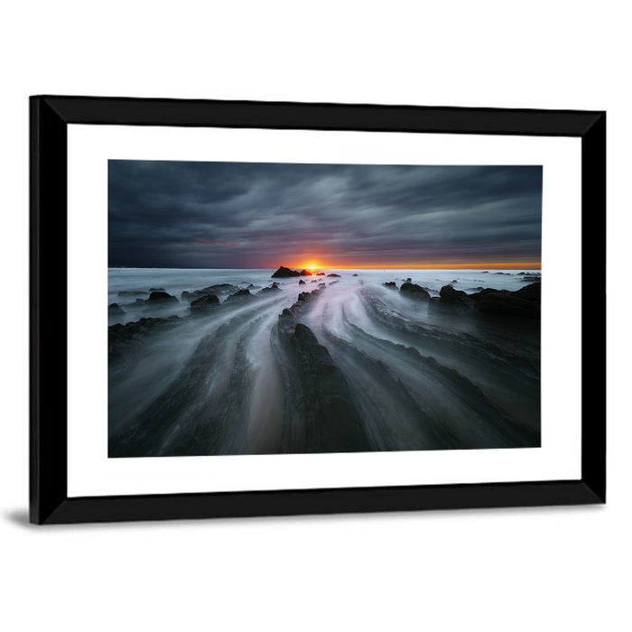 Barrika Beach Dusk Wall Art as a framed print