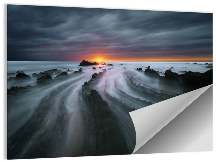 Barrika Beach Dusk Wall Art as a poster print