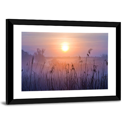 Lavender Sunrise Over Reeds Wall Art