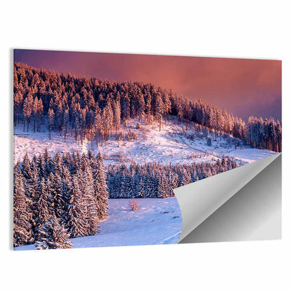 Idyllic Winter Mountain Sunset Wall Art