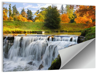 Autumn Forest Waterfall Wall Art