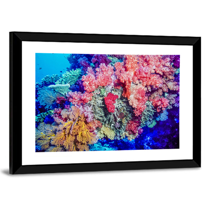 Vibrant Coral Reef Wall Art as a framed print