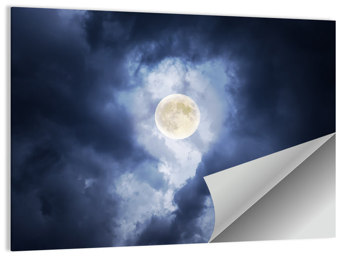 Supermoon Through Storm Clouds Wall Art as a poster print