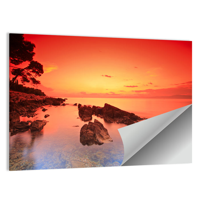 Brac Island Fiery Sunset Wall Art as a poster print
