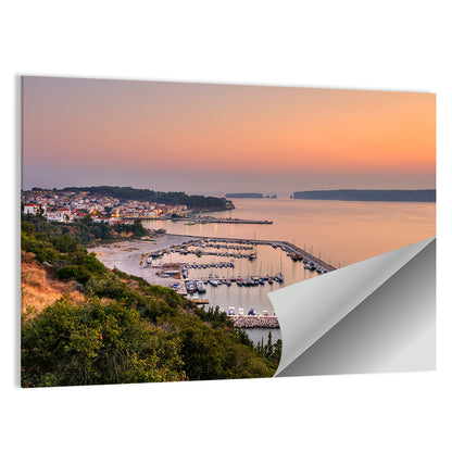 Pylos Harbor Lighthouse Sunset Wall Art