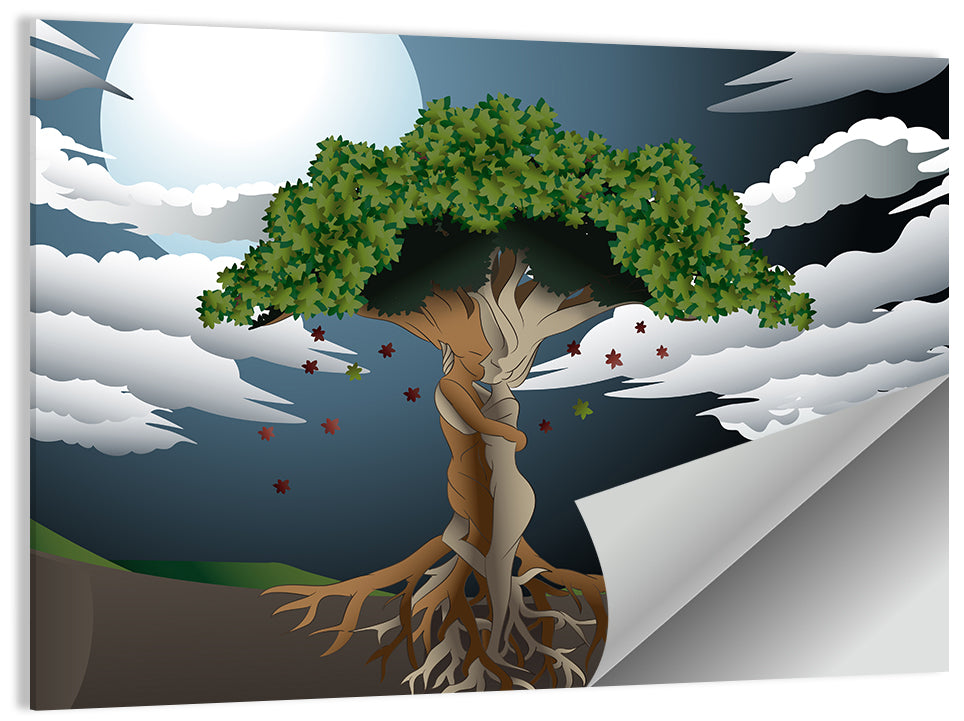 Moonlit Lovers Tree Wall Art