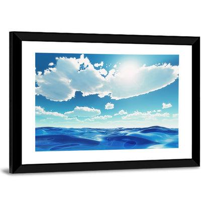 Sunlit Ocean and Clouds Wall Art
