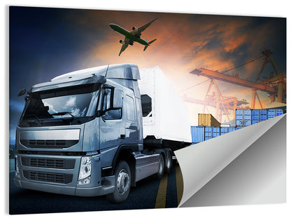 Sunset Freight Terminal Truck Scene Wall Art