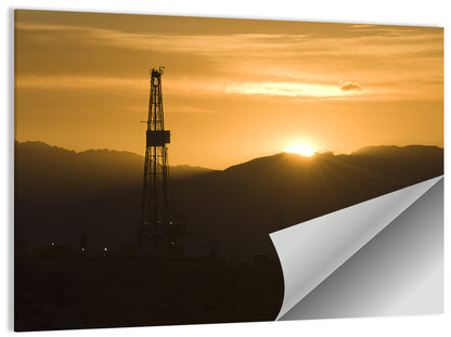 Sunrise Over Drilling Rig Wall Art