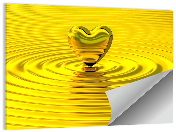 Golden Heart Ripples Wall Art as a poster print