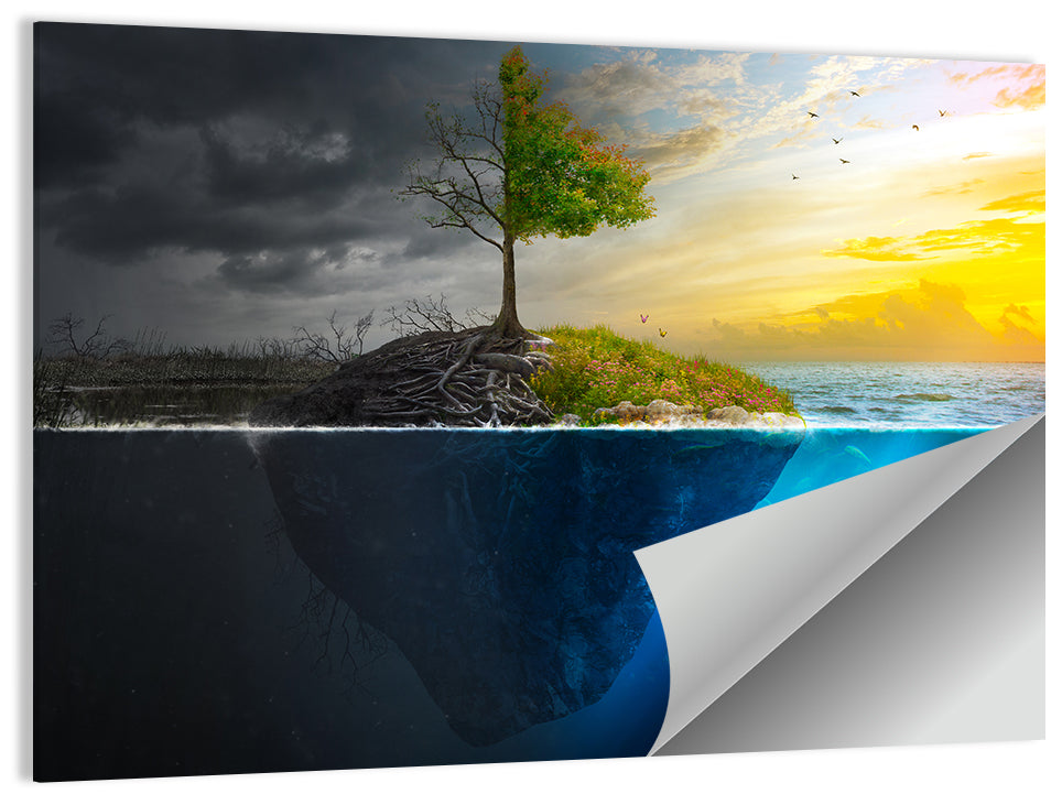 Split Island Tree of Duality Wall Art