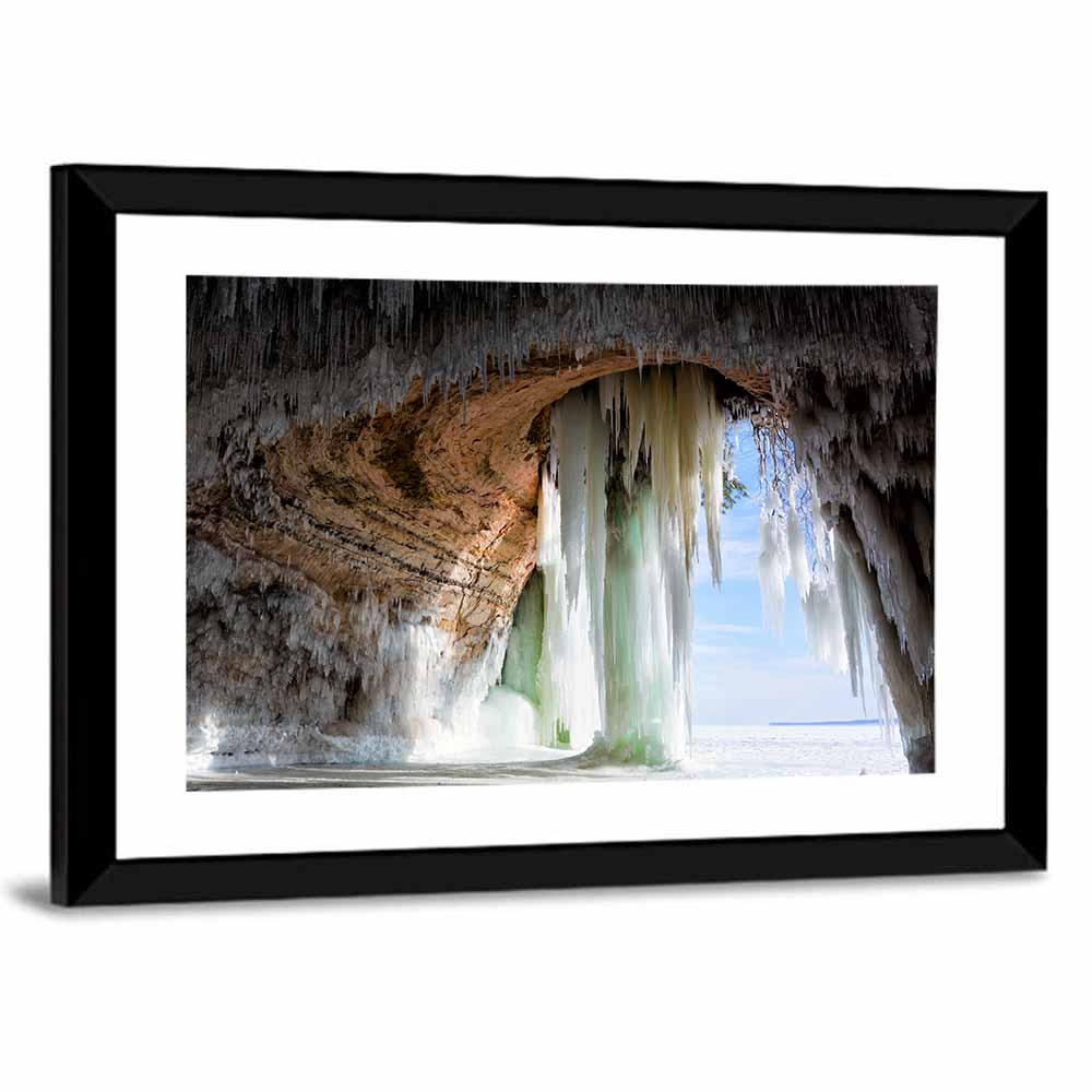 Ice Cave Over Frozen Shoreline Wall Art