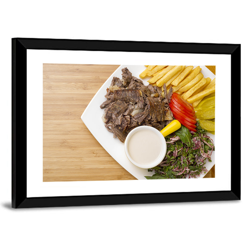 Shawarma and Fries Flat Lay Wall Art