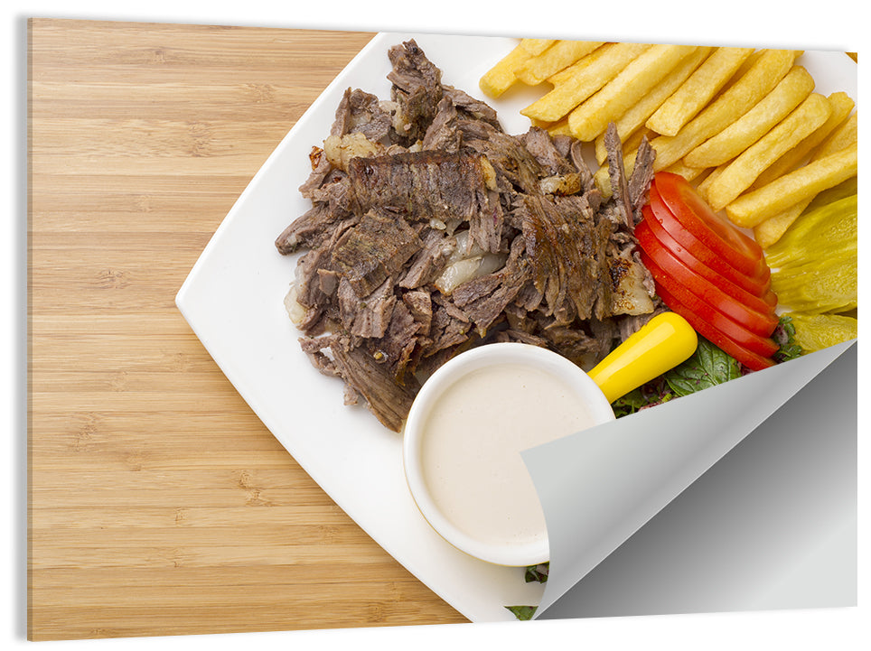 Shawarma and Fries Flat Lay Wall Art