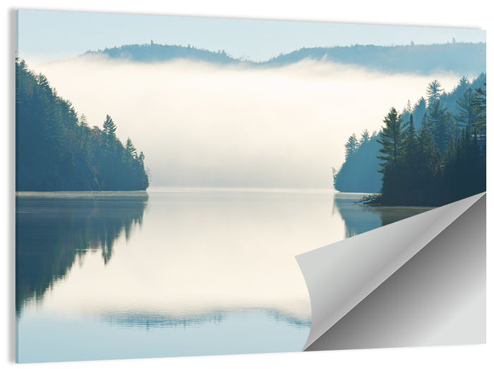 Foggy Lake Morning Wall Art as a poster print