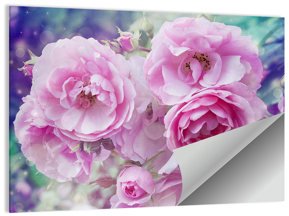 Springtime Pink Rose Cluster Wall Art