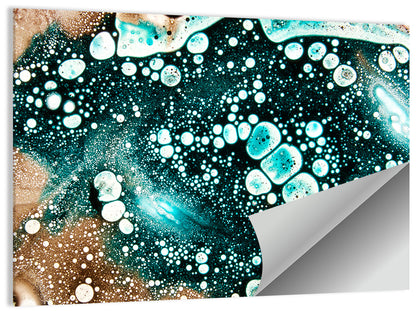 Teal Oil and Water Bubble Abstract Wall Art