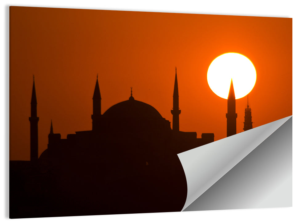 Hagia Sophia Silhouette at Sunset Wall Art