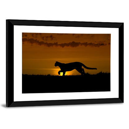 Cougar Silhouette at Sunset Wall Art