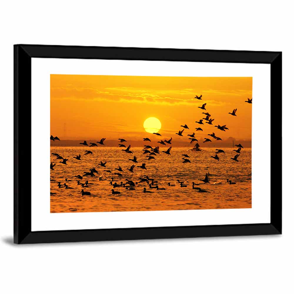 Golden Flock at Sunset Wall Art