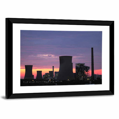 Coal Power Plant Sunset Silhouette Wall Art