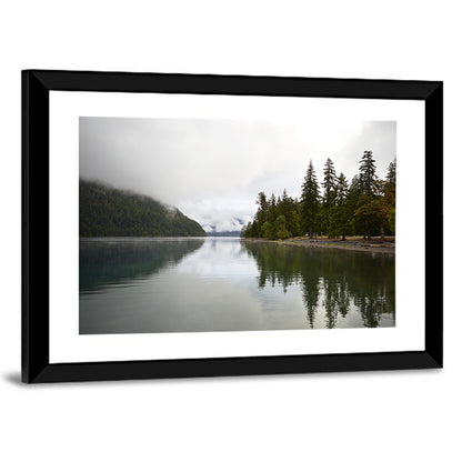 Foggy Lake Crescent Reflection Wall Art
