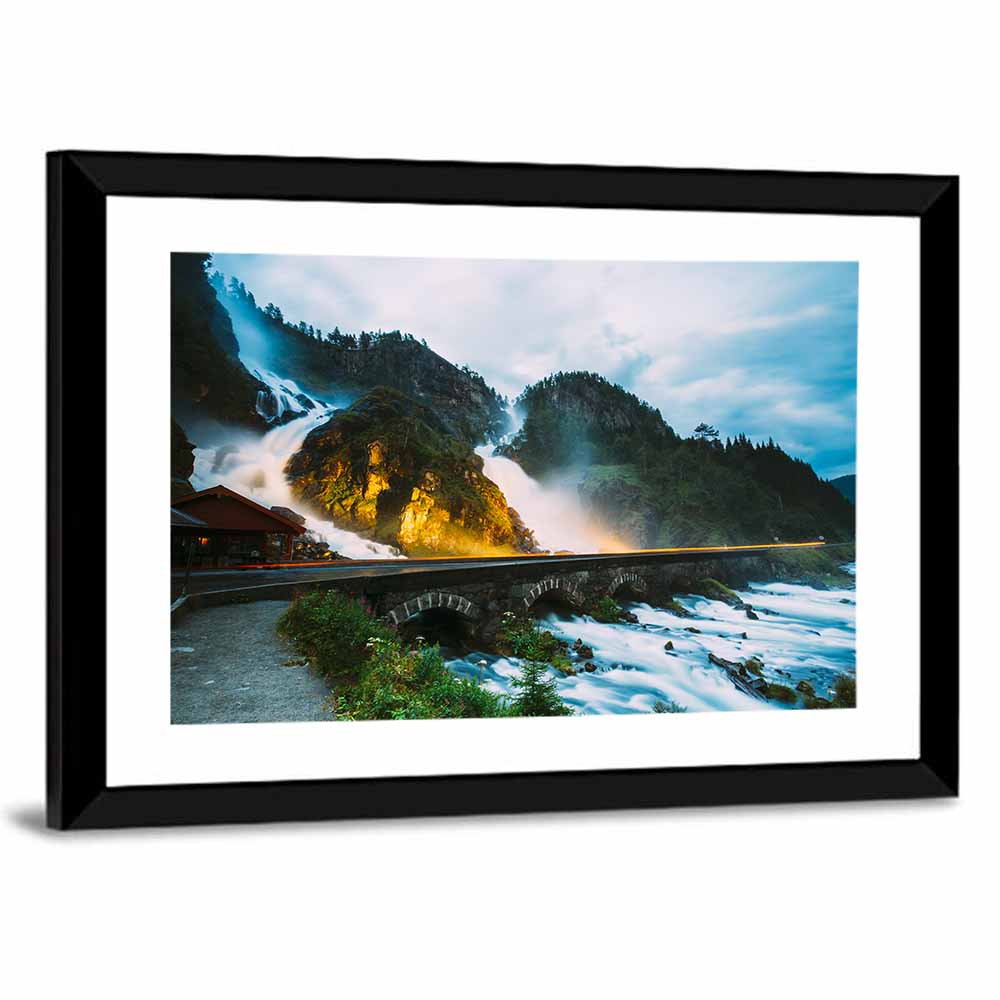 Låtefossen Waterfall at Twilight Wall Art